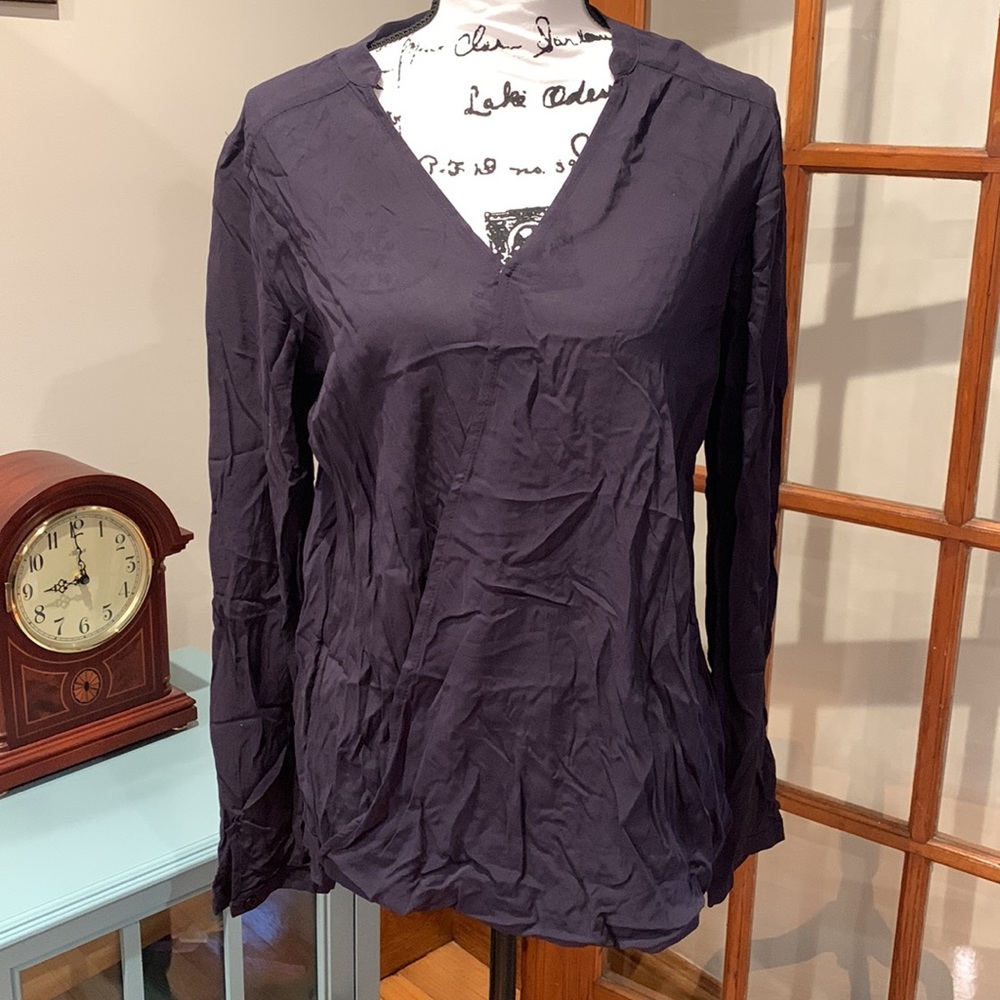 NWT Nine 1 Eight Long Sleeve Sheer Black Blouse, Size Medium